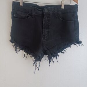 Kancan black hem distress jean shorts size 29
